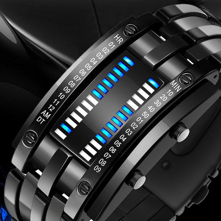 Men's Binary LED Watch – Stainless Steel, Blue Light, Sporty, Water ...