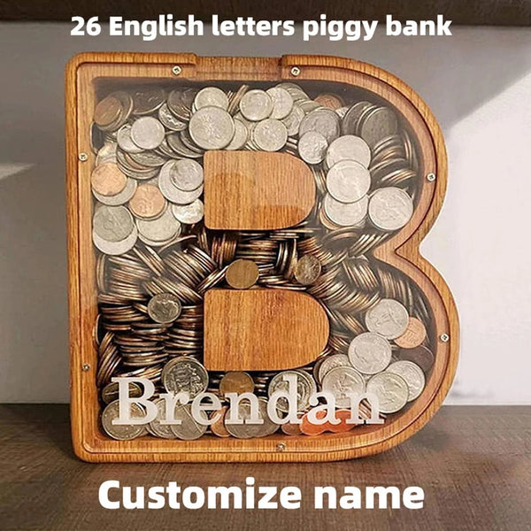 Kids Gift Piggy Bank - Personalized Wooden