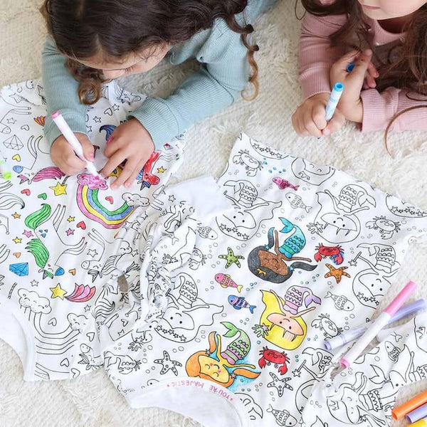 DIY Cartoon Colorable Pajamas for Kids (Includes 12 Colored Pens)