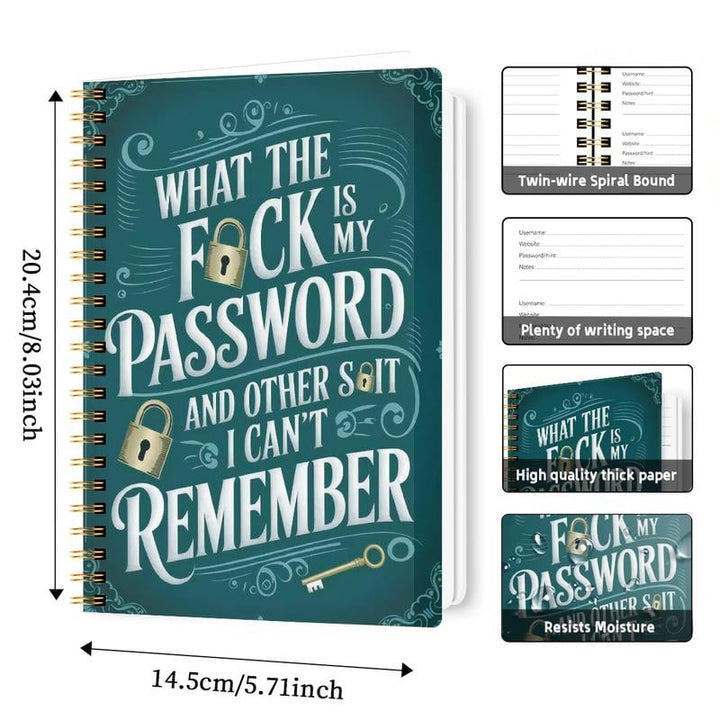 Funny Password Notebook - Spiral Bound with Lock Icons & Funny Security ...