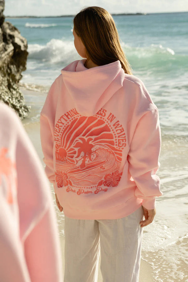 Pink Palm Puff Hoodie