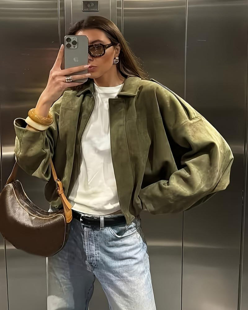 Aviator Jacket Woman,2025 Streetwear Pleats Short Jacket Woman – Kiazure