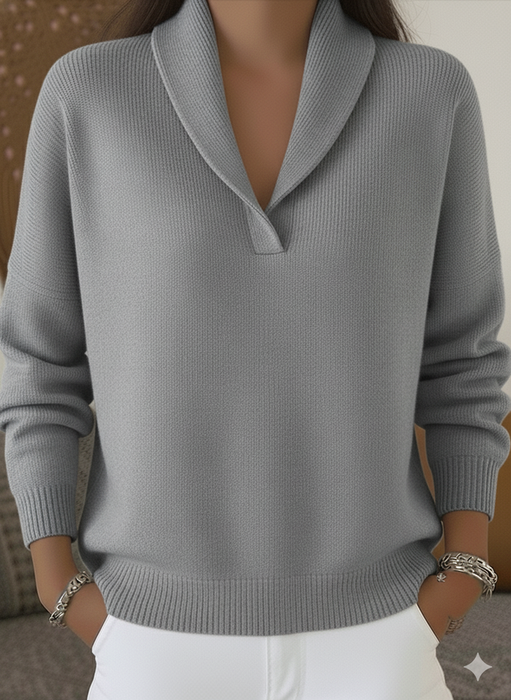 Elegant 80s Shawl Collar Solid Color Pullover Sweater Top – Kiazure